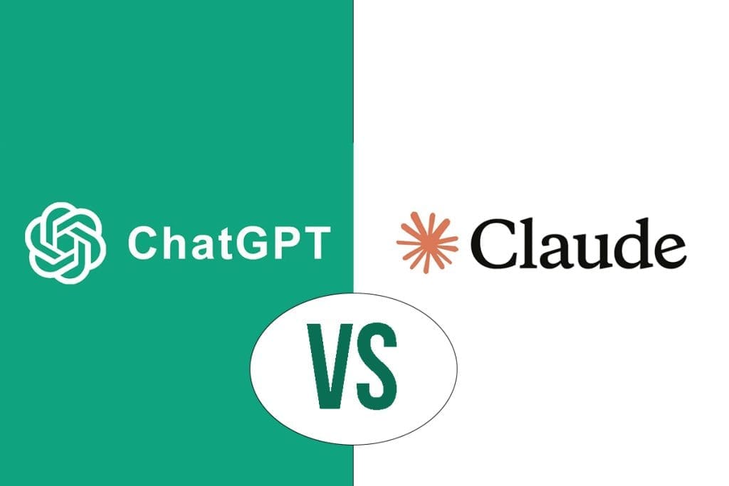 A comparison of ChatGPT and Claude in the form of an image, emphasizing their logos and different approaches to artificial intelligence. ChatGPT vs Claude